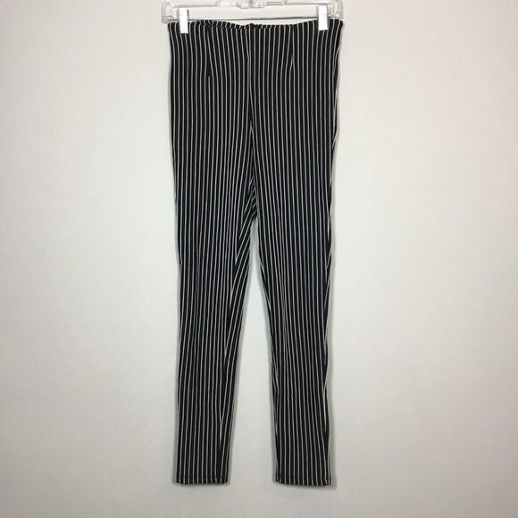 Black and white striped pants leggings stretchy whimsical Waist 26” size XS-S - Picture 1 of 11